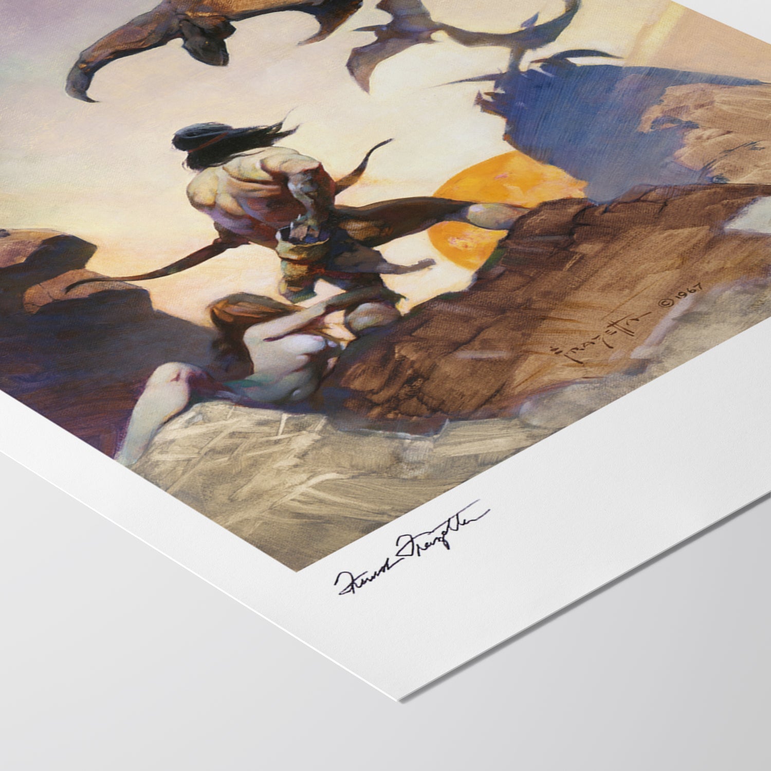 Detailed View of Return of Jongor Giclée – High-Resolution Print Capturing the Rich Colors and Textures of Frazetta’s Painting