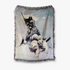 Frazetta’s Silver Warrior Jacquard Woven Blanket – Fantasy Art Tapestry Featuring Frank Frazetta’s Iconic Painting