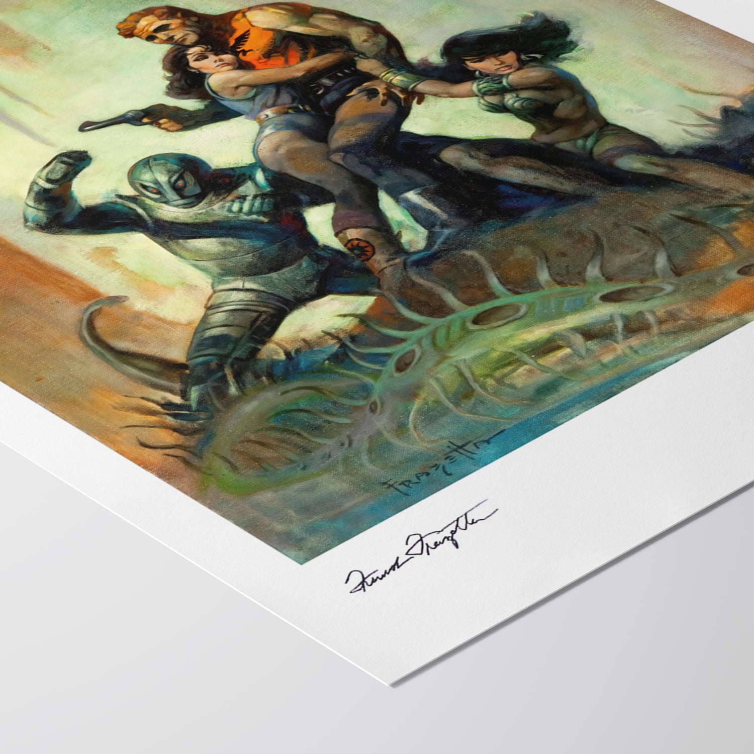 Detailed View of Solar Invasion Giclée – High-Resolution Print Capturing the Rich Colors and Textures of Frazetta’s Painting