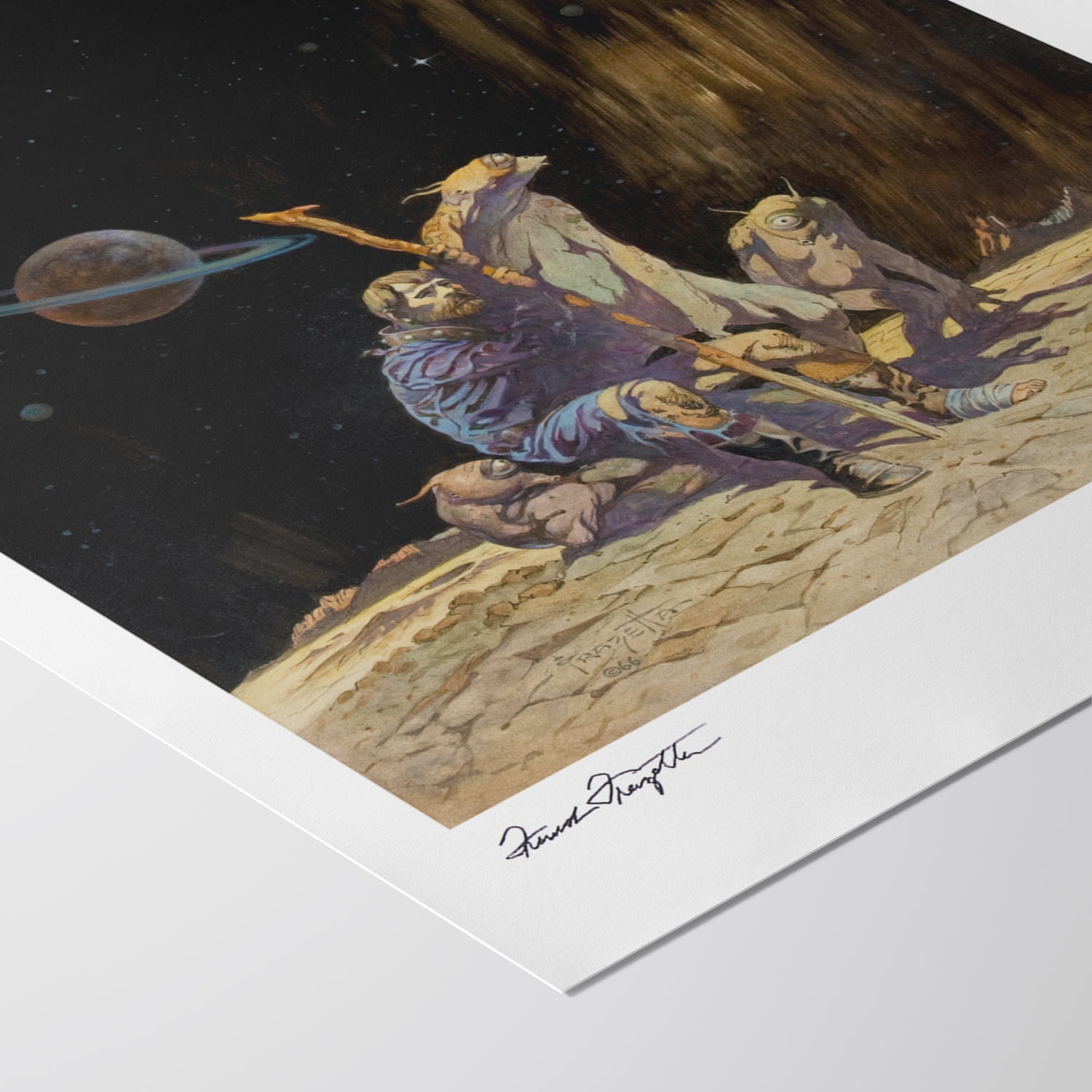 Detailed View of Stranded Giclée – High-Resolution Print Capturing the Rich Colors and Textures of Frazetta’s Painting