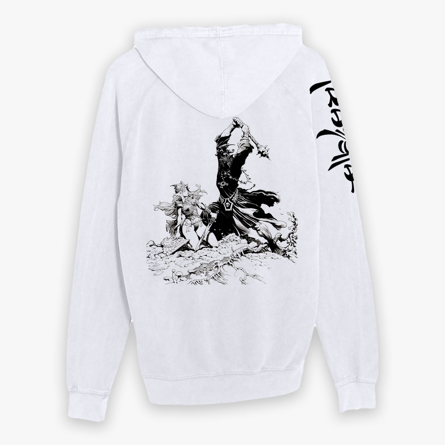 Back of The Witch King Hoodie – Frank Frazetta’s Iconic Fantasy Artwork on a Premium Cotton Blend Pullover