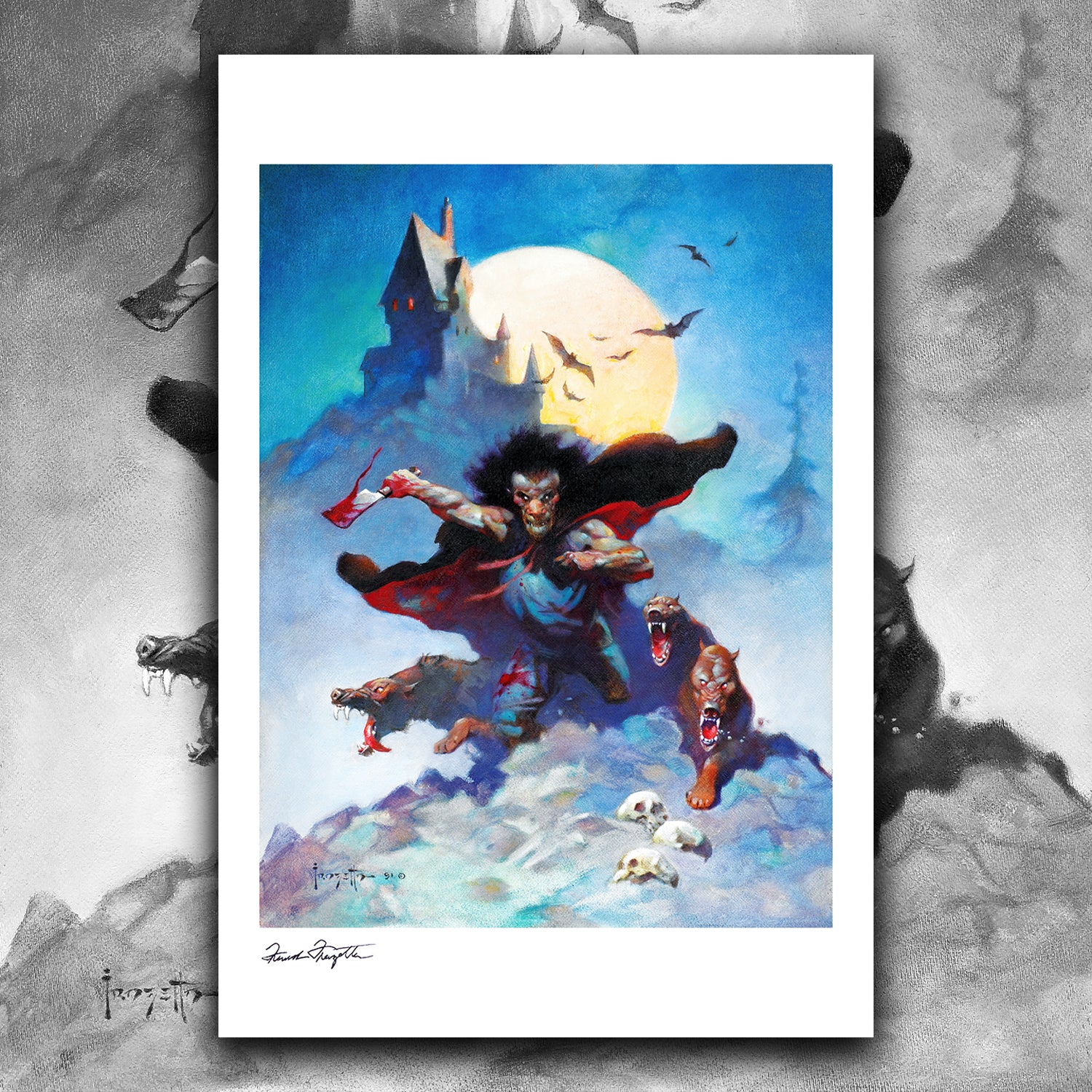 Wolves Night Giclée – Premium Museum-Quality Print Featuring Frank Frazetta’s Iconic Artwork