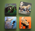 Acrylic coaster set featuring Frank Frazetta’s artwork featuring his iconic women: Cat Girl, The Countess, Requiem of a Shark, and Reassembled Man, displayed on a soft green background.
