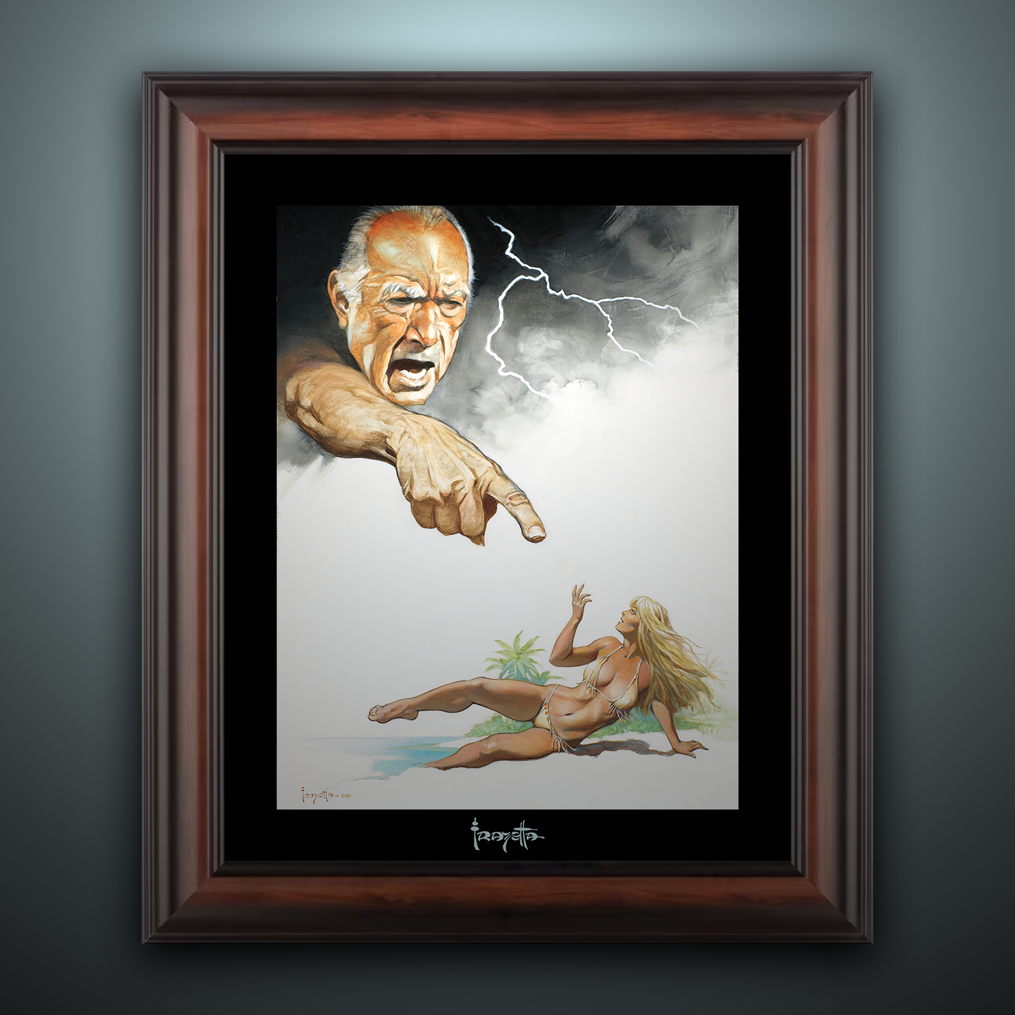 Framed Gallery Series print of "Ghosts Can’t Do It" by Frank Frazetta, emphasizing intricate details with black 1.5" matting.
