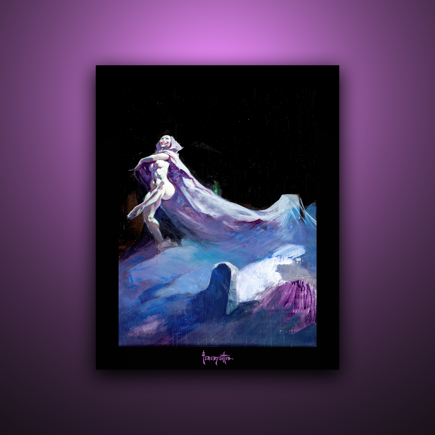 Gallery Series print of "Grave Dancer" by Frank Frazetta, unframed, highlighting haunting action and intricate details.