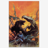 Vintage print of Gulliver of Mars by Frank Frazetta, showcasing a man amidst an alien and dangerous Martian landscape.