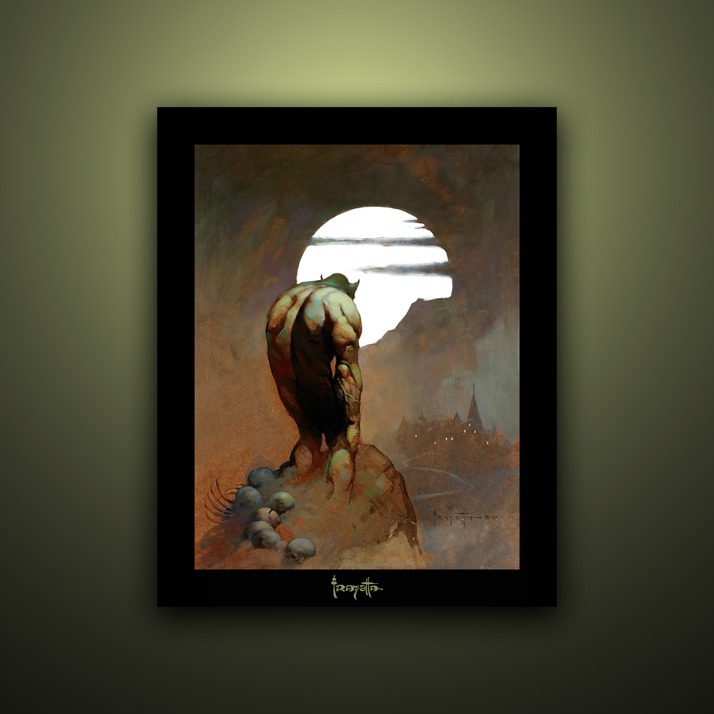 Gallery Series print of "Night Stalker" by Frank Frazetta, unframed, capturing dark themes and dramatic imagery.