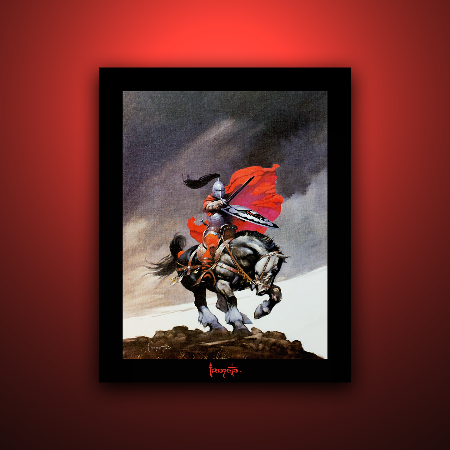 Gallery Series print of "Outlaw of Torn" by Frank Frazetta, unframed, showcasing epic action and bold characters.