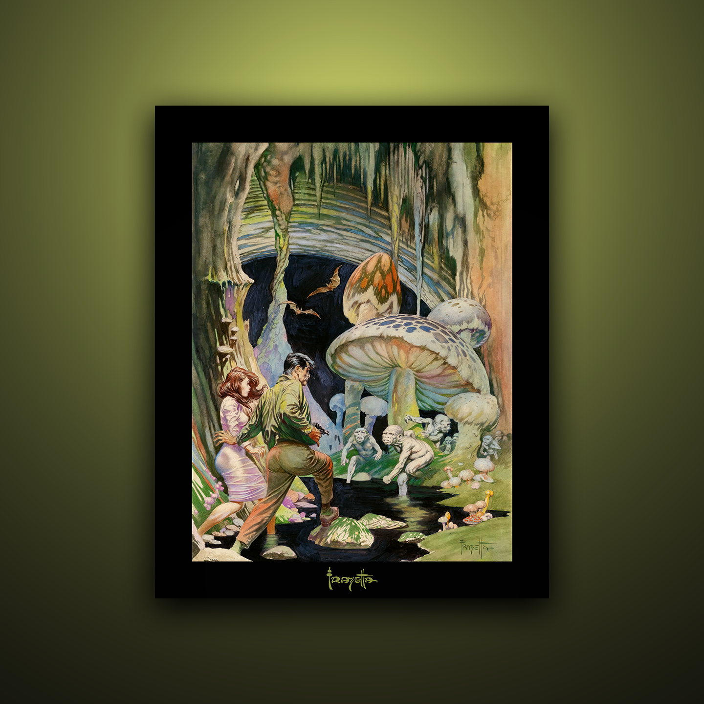 Gallery Series print of "Secret People" by Frank Frazetta, unframed, showcasing mysterious figures in dramatic settings.