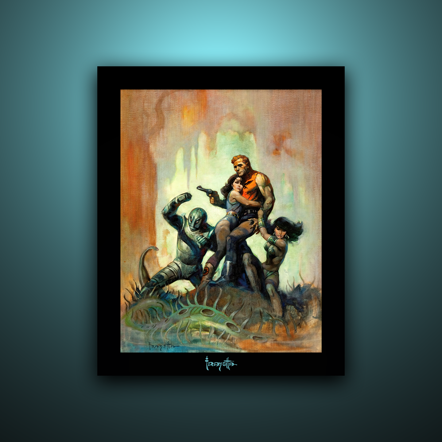 Gallery Series print of "Solar Invasion" by Frank Frazetta, unframed, showcasing space-themed action and dramatic imagery.