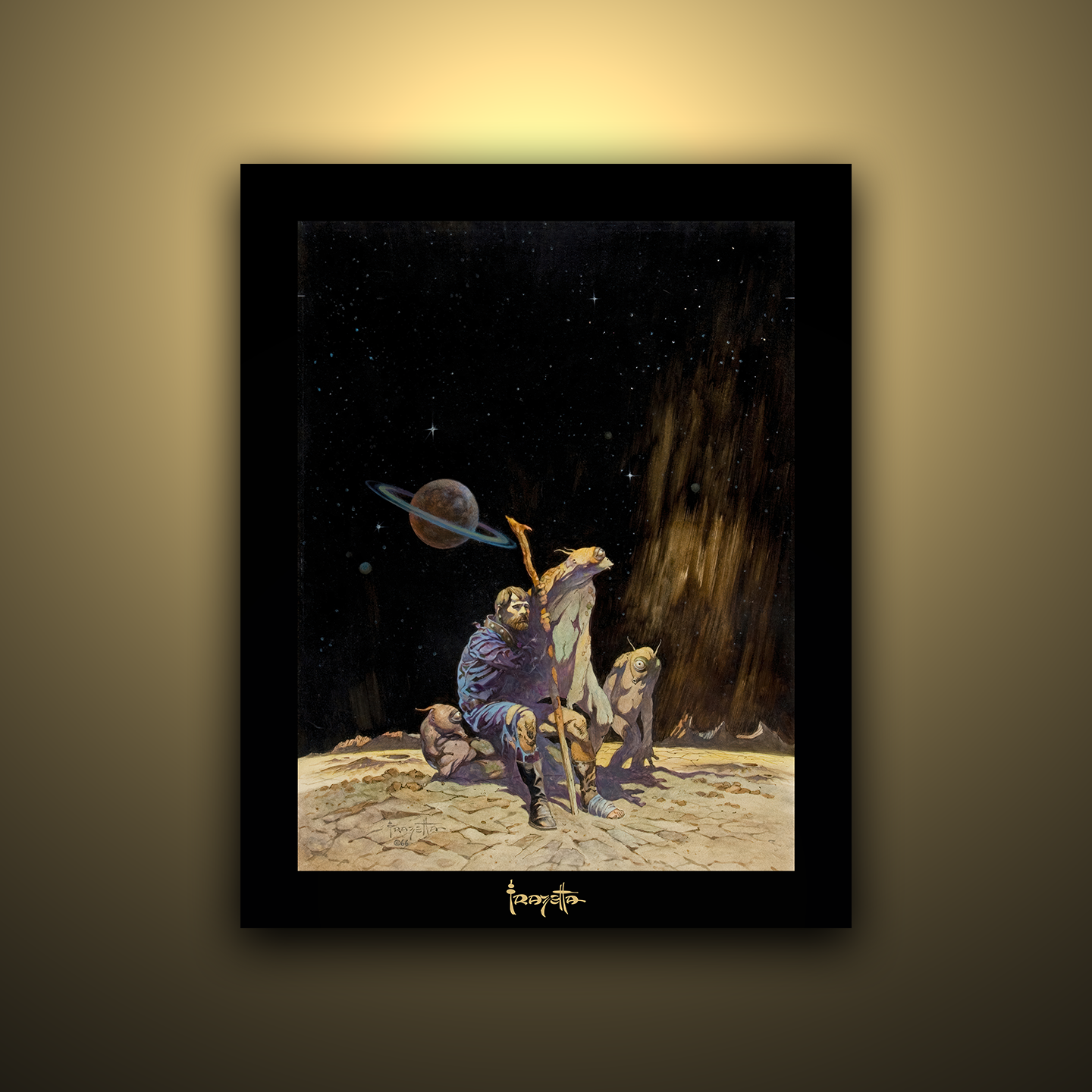 Gallery Series print of "Stranded" by Frank Frazetta, unframed, showcasing intense survival themes and detailed characters.