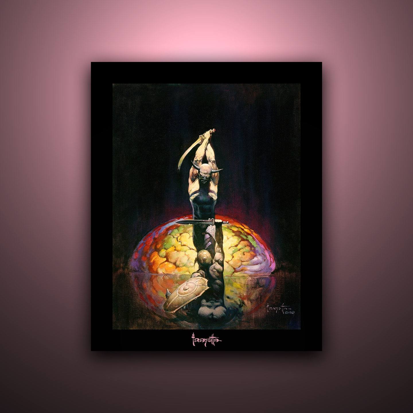 Gallery Series print of "The Brain" by Frank Frazetta, unframed, showcasing a surreal and dramatic fantasy scene.