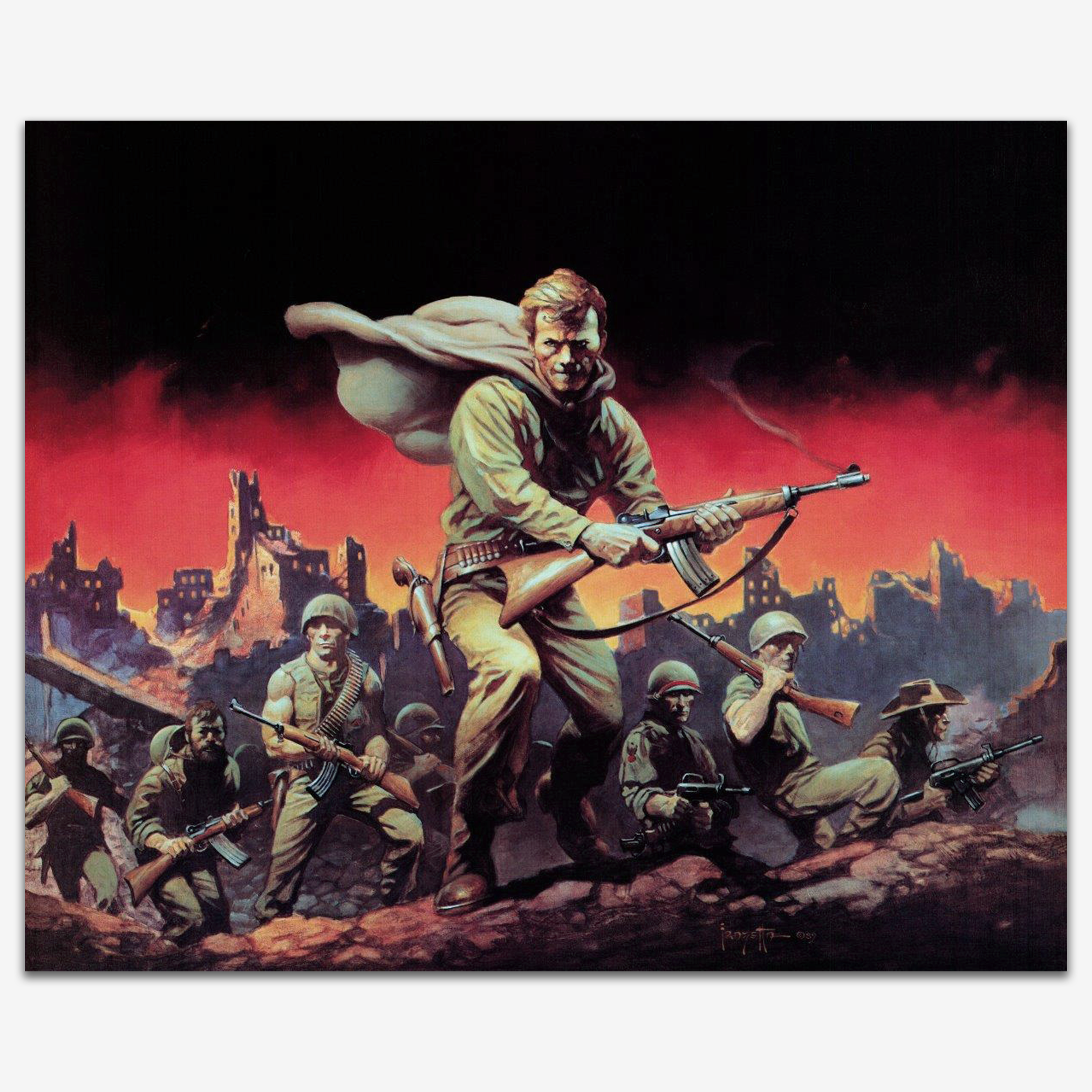 Vintage print of The Lieutenant by Frank Frazetta, illustrating a strong, commanding figure poised in a moment of leadership and focus.
