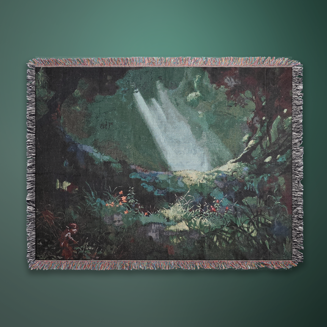 Frazetta’s Glade of the Pixies Jacquard Woven Blanket – Fantasy Art Tapestry Featuring Frank Frazetta’s Iconic Painting