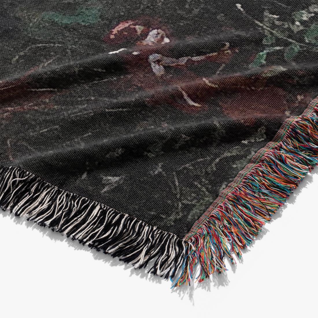 Detailed View of Frazetta’s Glade of the Pixies Jacquard Woven Blanket – Fantasy Art Tapestry Featuring Frank Frazetta’s Iconic Painting