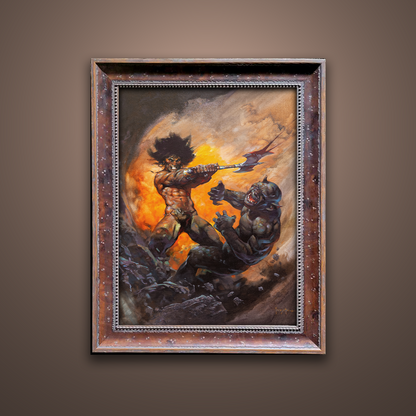 Frank Frazetta’s “Barbarian with Axe” artwork from the Frazetta Art Museum&