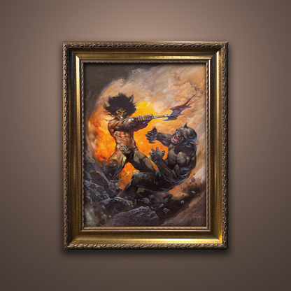 Frank Frazetta’s “Barbarian with Axe” artwork from the Frazetta Art Museum&