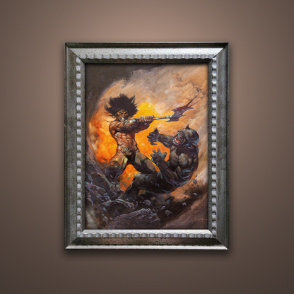 Frank Frazetta’s “Barbarian with Axe” artwork from the Frazetta Art Museum&