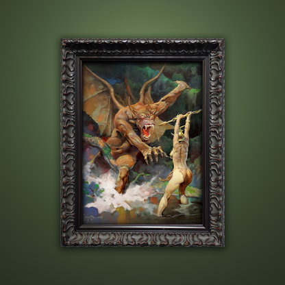 Frank Frazetta’s “Beauty and the Beast” artwork from the Frazetta Art Museum&
