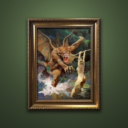 Frank Frazetta’s “Beauty and the Beast” artwork from the Frazetta Art Museum&