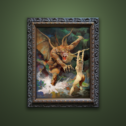 Frank Frazetta’s “Beauty and the Beast” artwork from the Frazetta Art Museum&