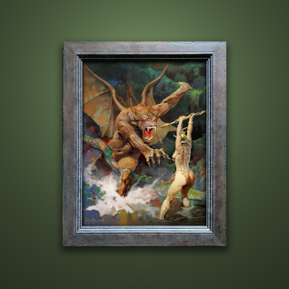 Frank Frazetta’s “Beauty and the Beast” artwork from the Frazetta Art Museum&