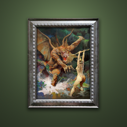 Frank Frazetta’s “Beauty and the Beast” artwork from the Frazetta Art Museum&