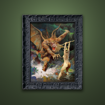 Frank Frazetta’s “Beauty and the Beast” artwork from the Frazetta Art Museum&