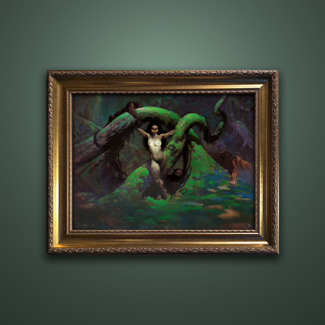 Frank Frazetta’s “Cat Girl Revised” artwork from the Frazetta Art Museum&