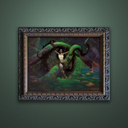 Frank Frazetta’s “Cat Girl Revised” artwork from the Frazetta Art Museum&