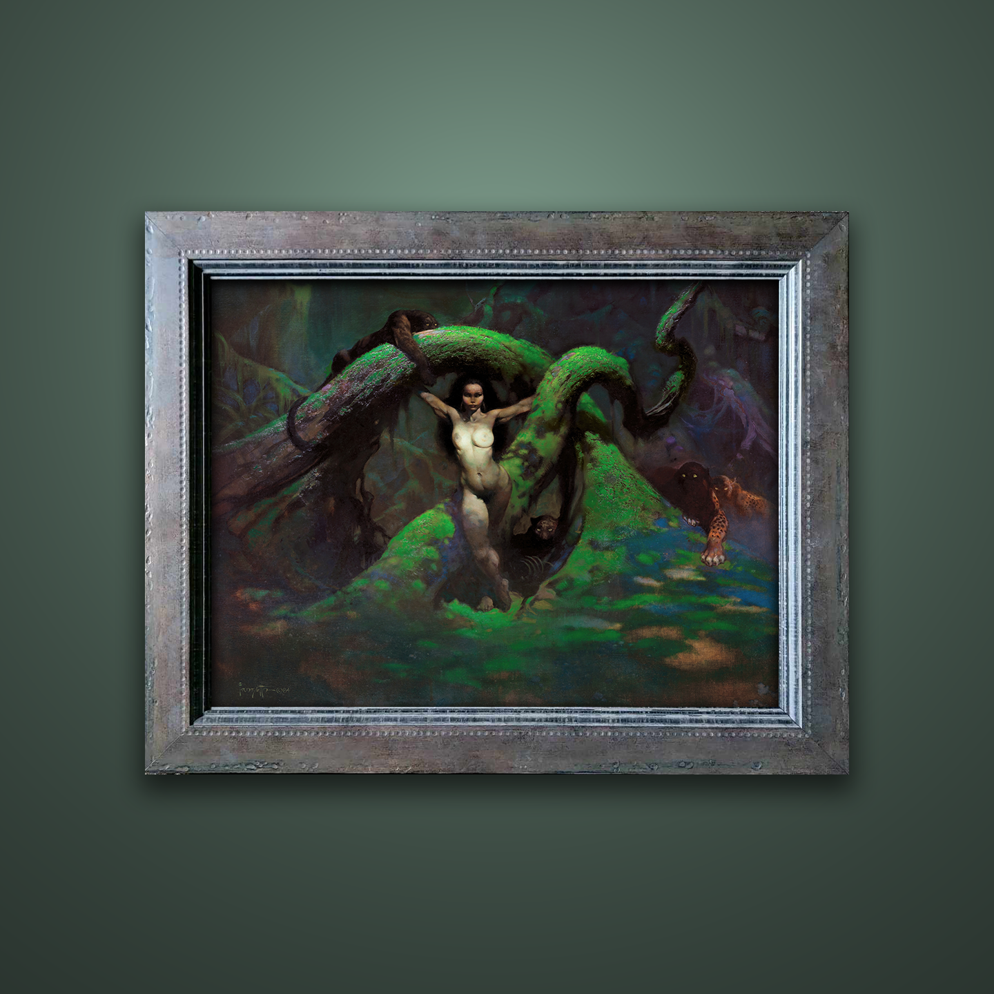 Frank Frazetta’s “Cat Girl Revised” artwork from the Frazetta Art Museum&