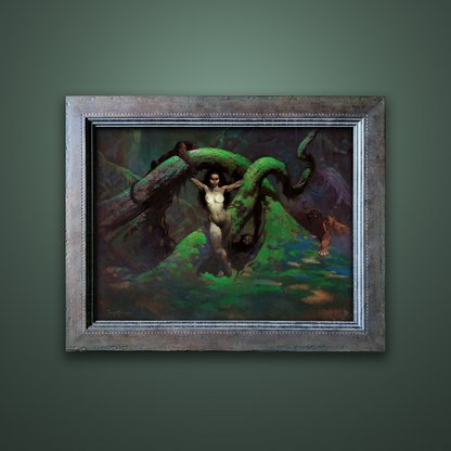 Frank Frazetta’s “Cat Girl Revised” artwork from the Frazetta Art Museum&