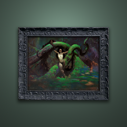Frank Frazetta’s “Cat Girl Revised” artwork from the Frazetta Art Museum&
