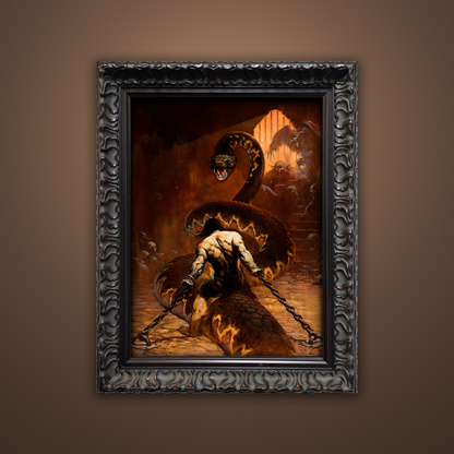 Frank Frazetta’s “Chained” artwork from the Frazetta Art Museum&