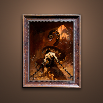 Frank Frazetta’s “Chained” artwork from the Frazetta Art Museum&