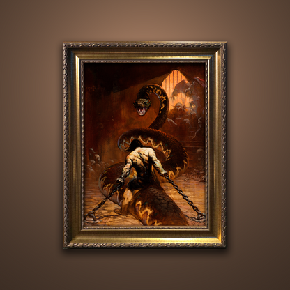 Frank Frazetta’s “Chained” artwork from the Frazetta Art Museum&