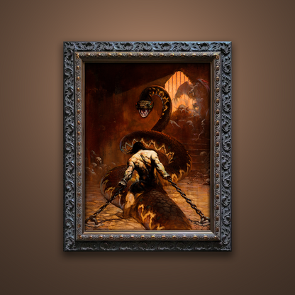 Frank Frazetta’s “Chained” artwork from the Frazetta Art Museum&