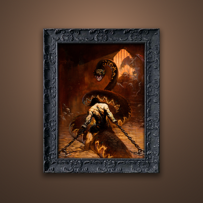 Frank Frazetta’s “Chained” artwork from the Frazetta Art Museum&