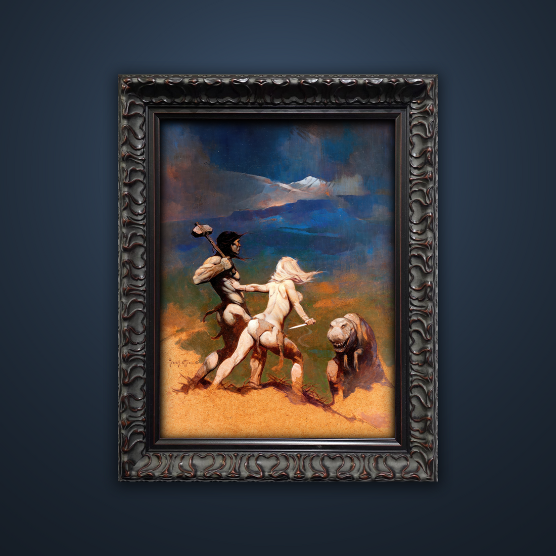 Frank Frazetta’s “Cornered” artwork from the Frazetta Art Museum&