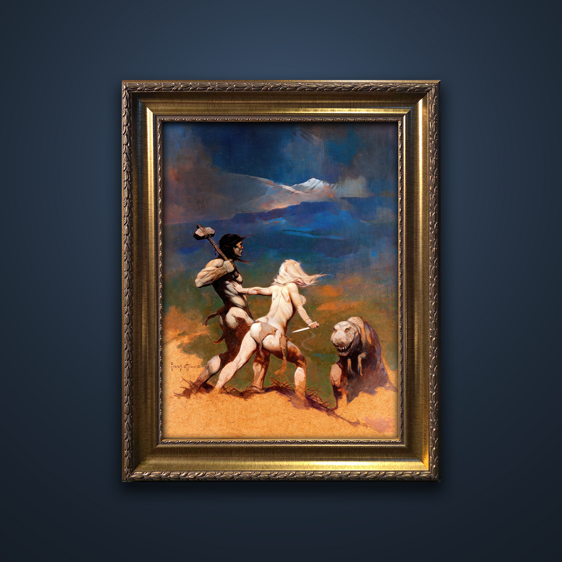 Frank Frazetta’s “Cornered” artwork from the Frazetta Art Museum&