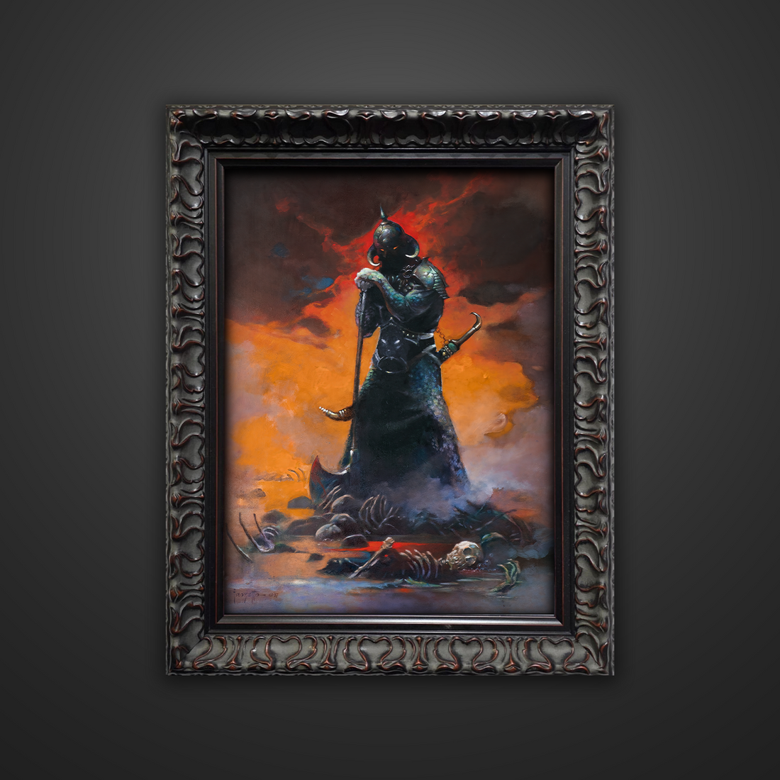 Frank Frazetta’s “Death Dealer III Revised” artwork from the Frazetta Art Museum&
