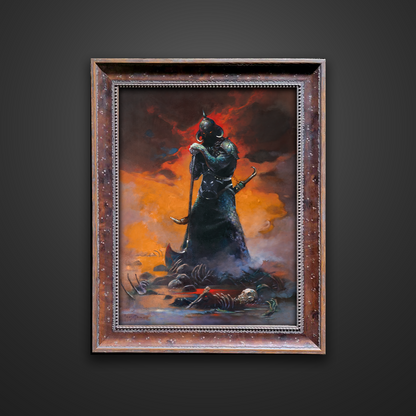 Frank Frazetta’s “Death Dealer III Revised” artwork from the Frazetta Art Museum&