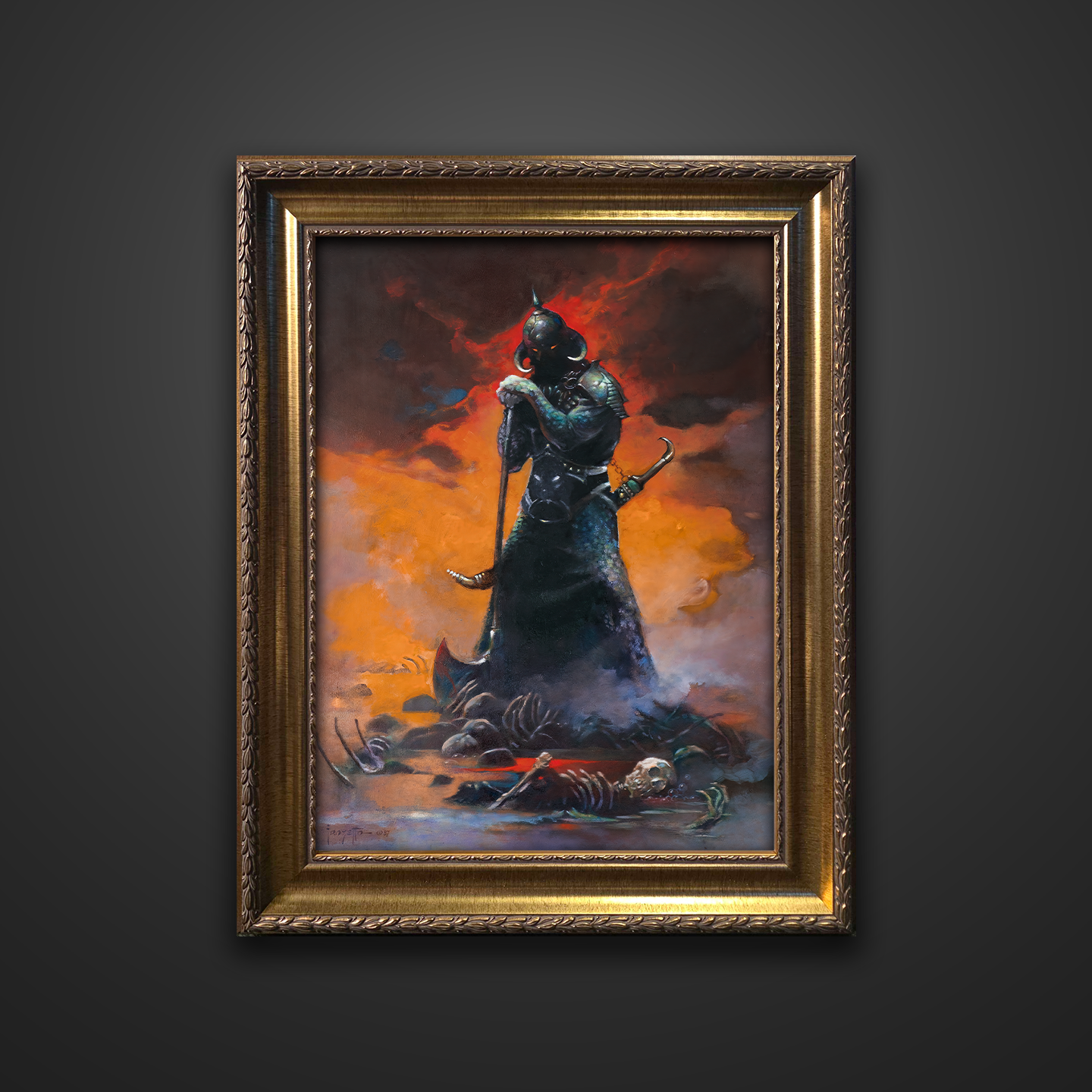 Frank Frazetta’s “Death Dealer III Revised” artwork from the Frazetta Art Museum&