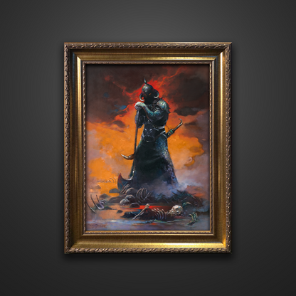 Frank Frazetta’s “Death Dealer III Revised” artwork from the Frazetta Art Museum&