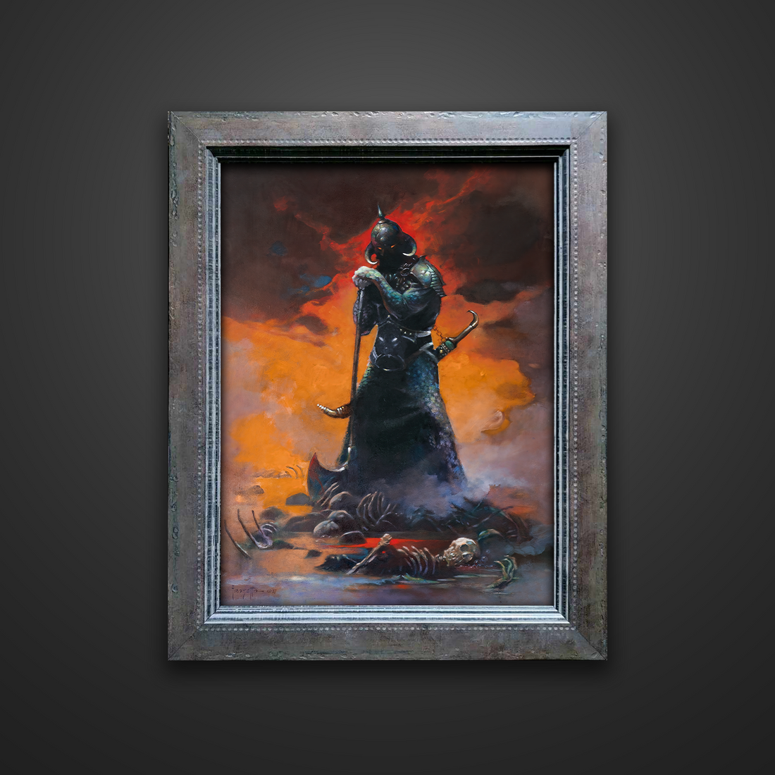 Frank Frazetta’s “Death Dealer III Revised” artwork from the Frazetta Art Museum&