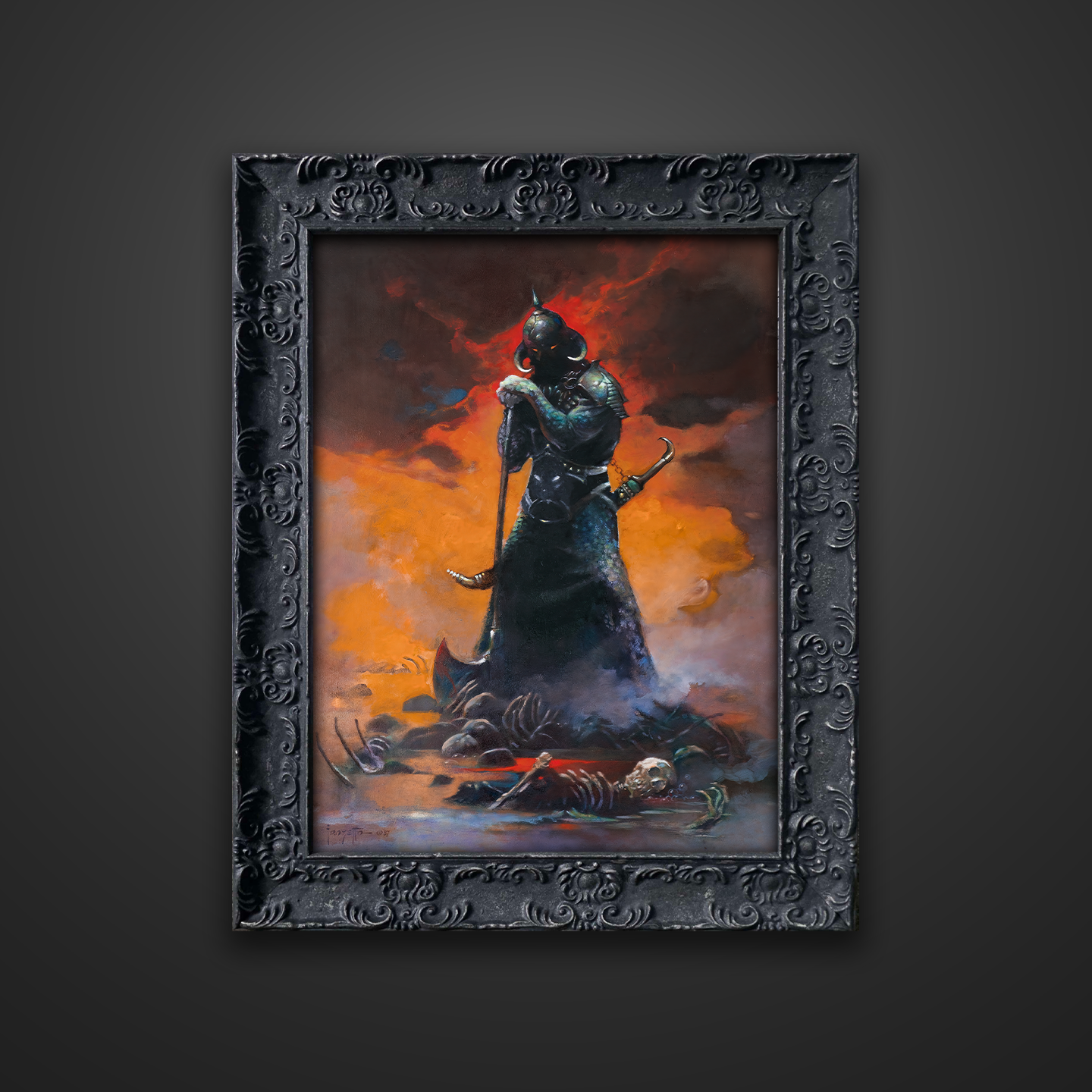Frank Frazetta’s “Death Dealer III Revised” artwork from the Frazetta Art Museum&