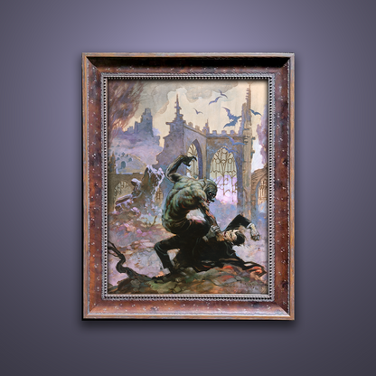 Frank Frazetta’s “Dracula Meets the Wolfman” artwork from the Frazetta Art Museum&