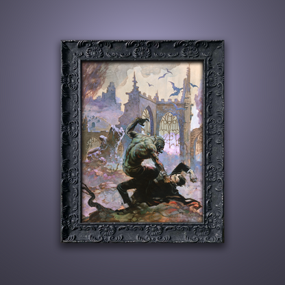 Frank Frazetta’s “Dracula Meets the Wolfman” artwork from the Frazetta Art Museum&