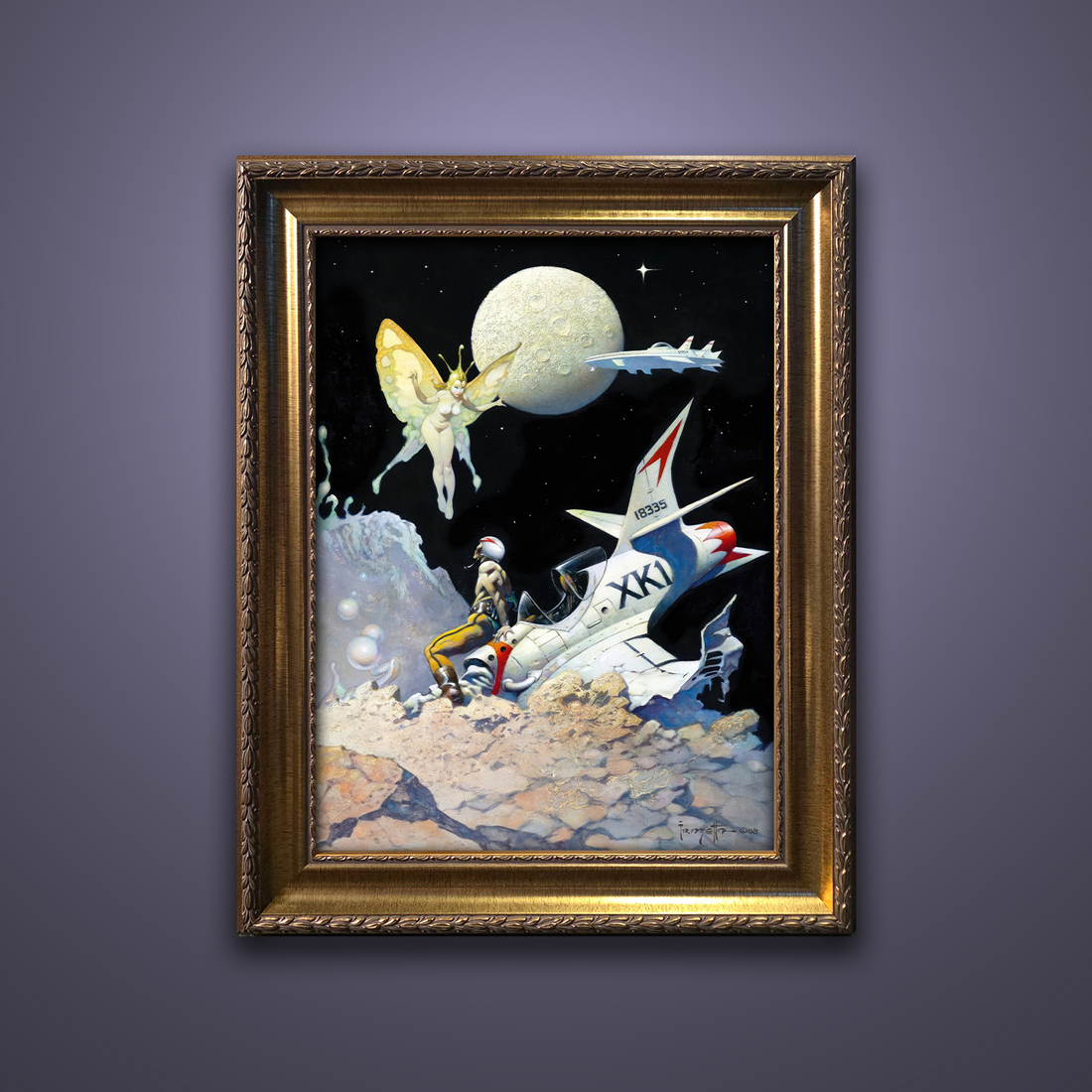 Frank Frazetta’s “The Encounter” artwork from the Frazetta Art Museum&