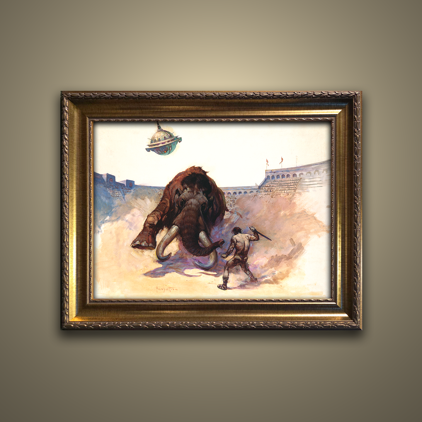 Frank Frazetta’s “Mastodon” artwork from the Frazetta Art Museum&